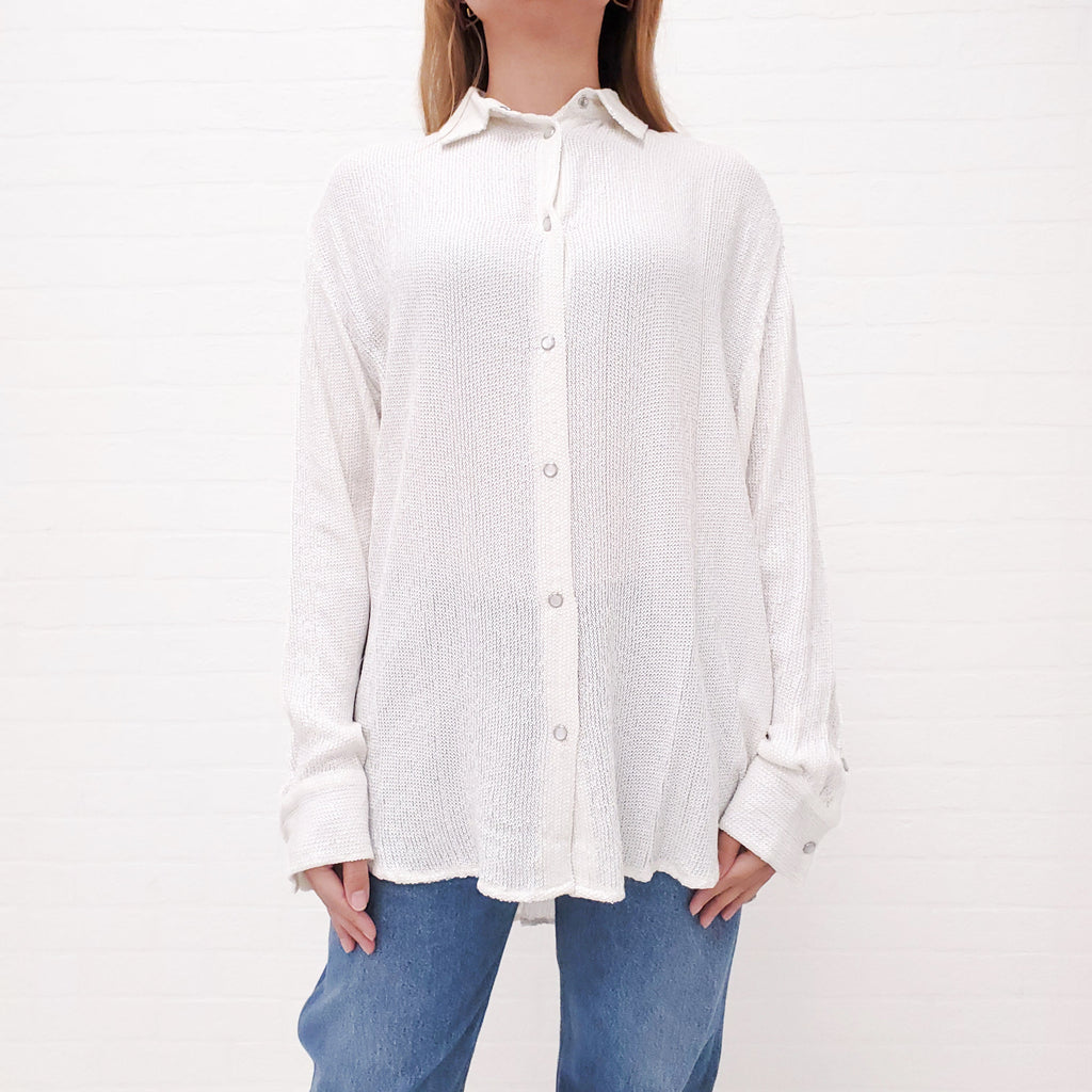 IRO WHITE SEQUINS SHIRT - SIZE 34