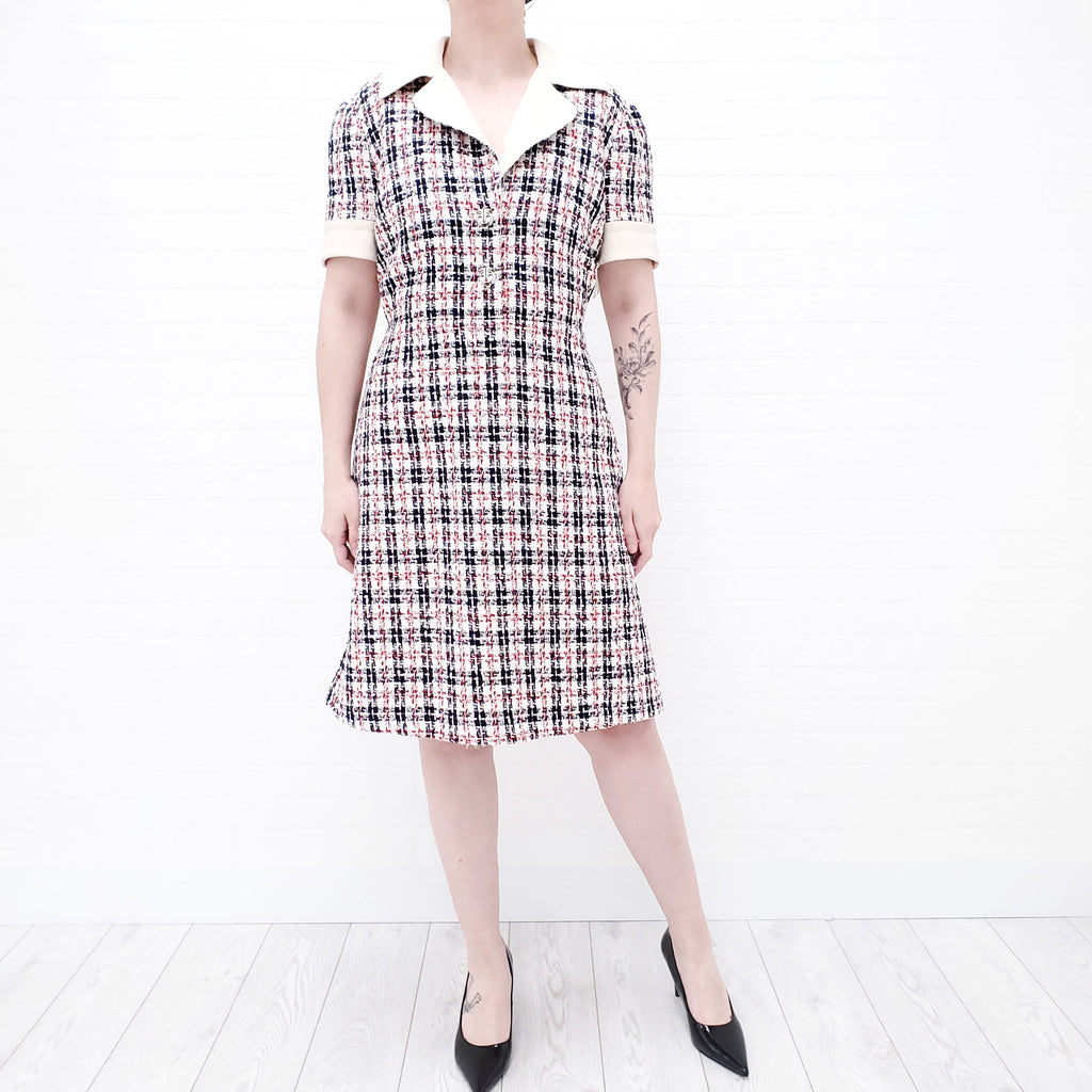 GUCCI TWEED DRESS WITH TIGER BUTTONS - SIZE 46