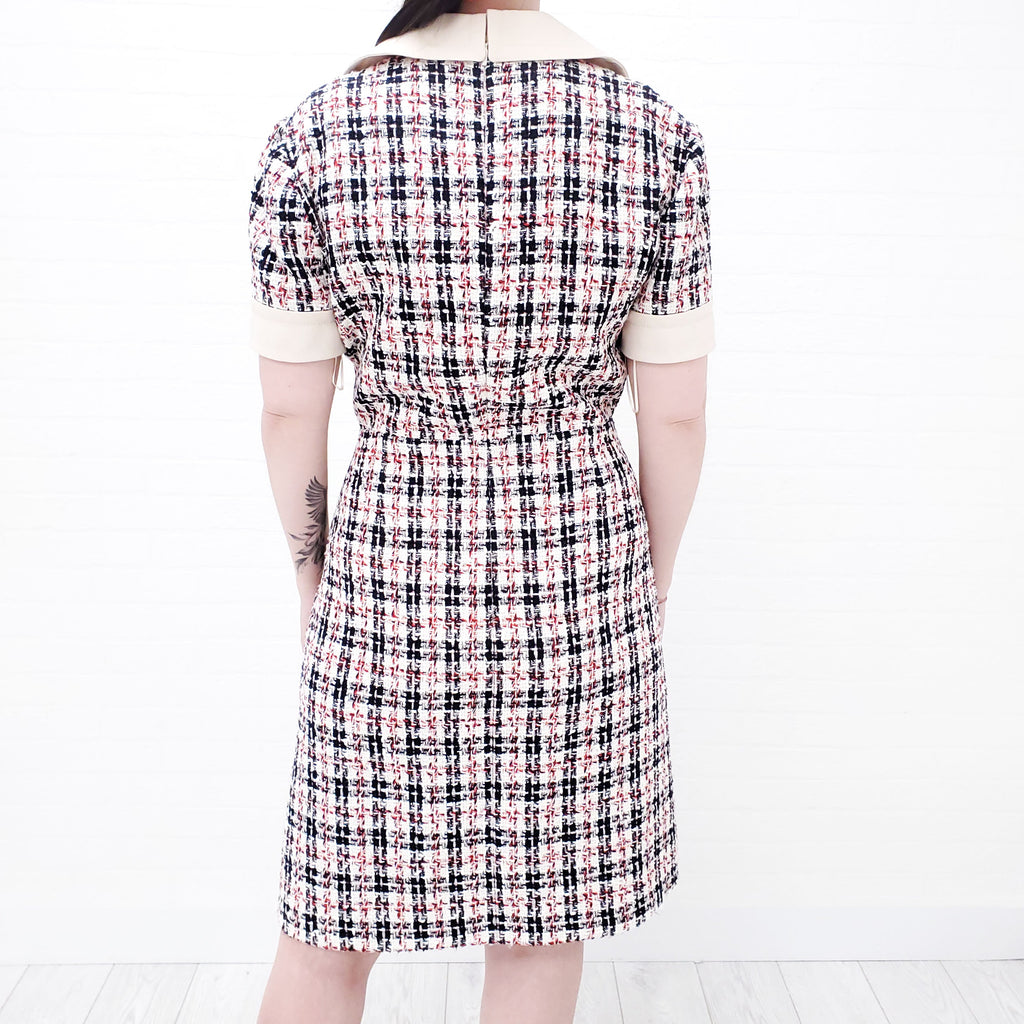 GUCCI TWEED DRESS WITH TIGER BUTTONS - SIZE 46