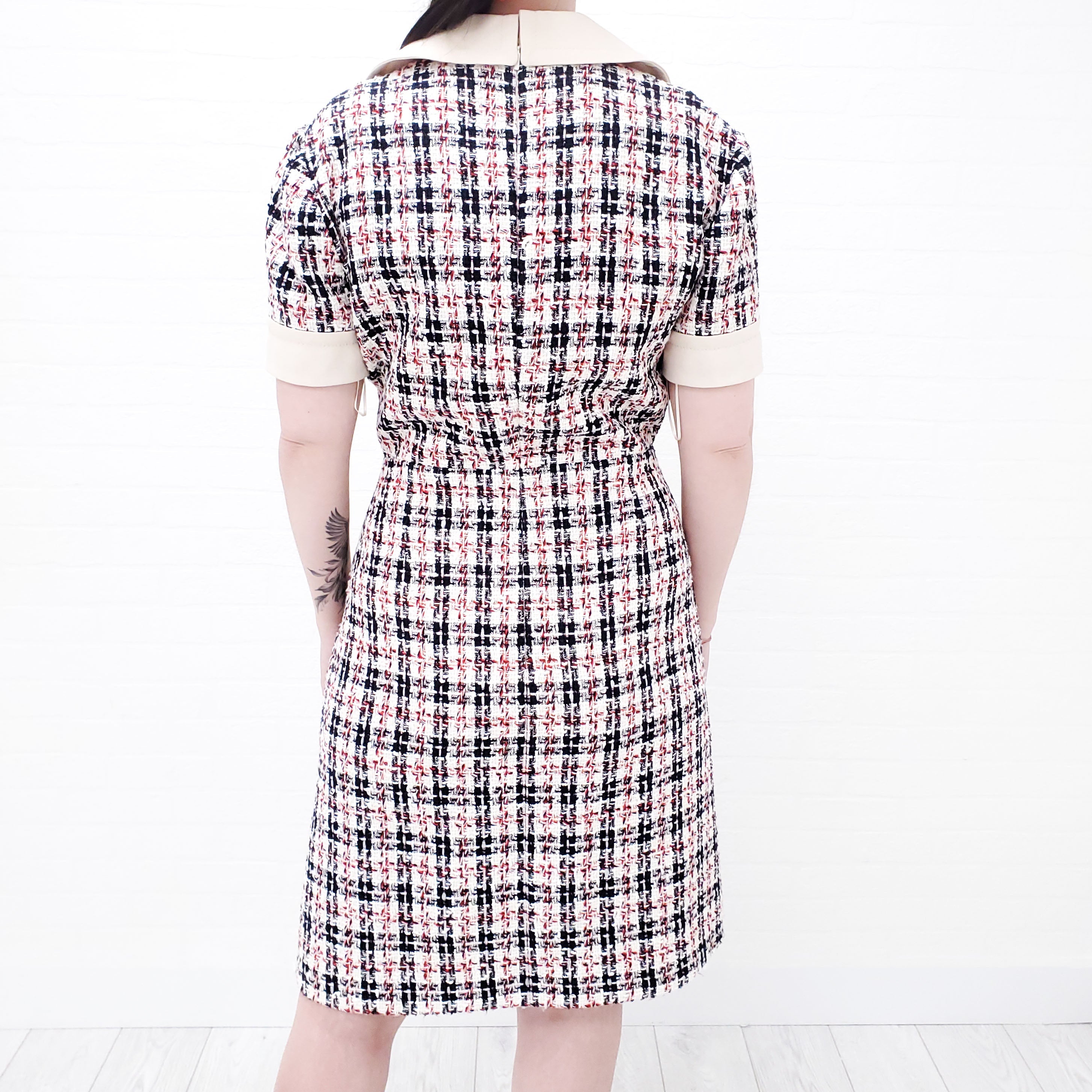 GUCCI TWEED DRESS WITH TIGER BUTTONS - SIZE 46