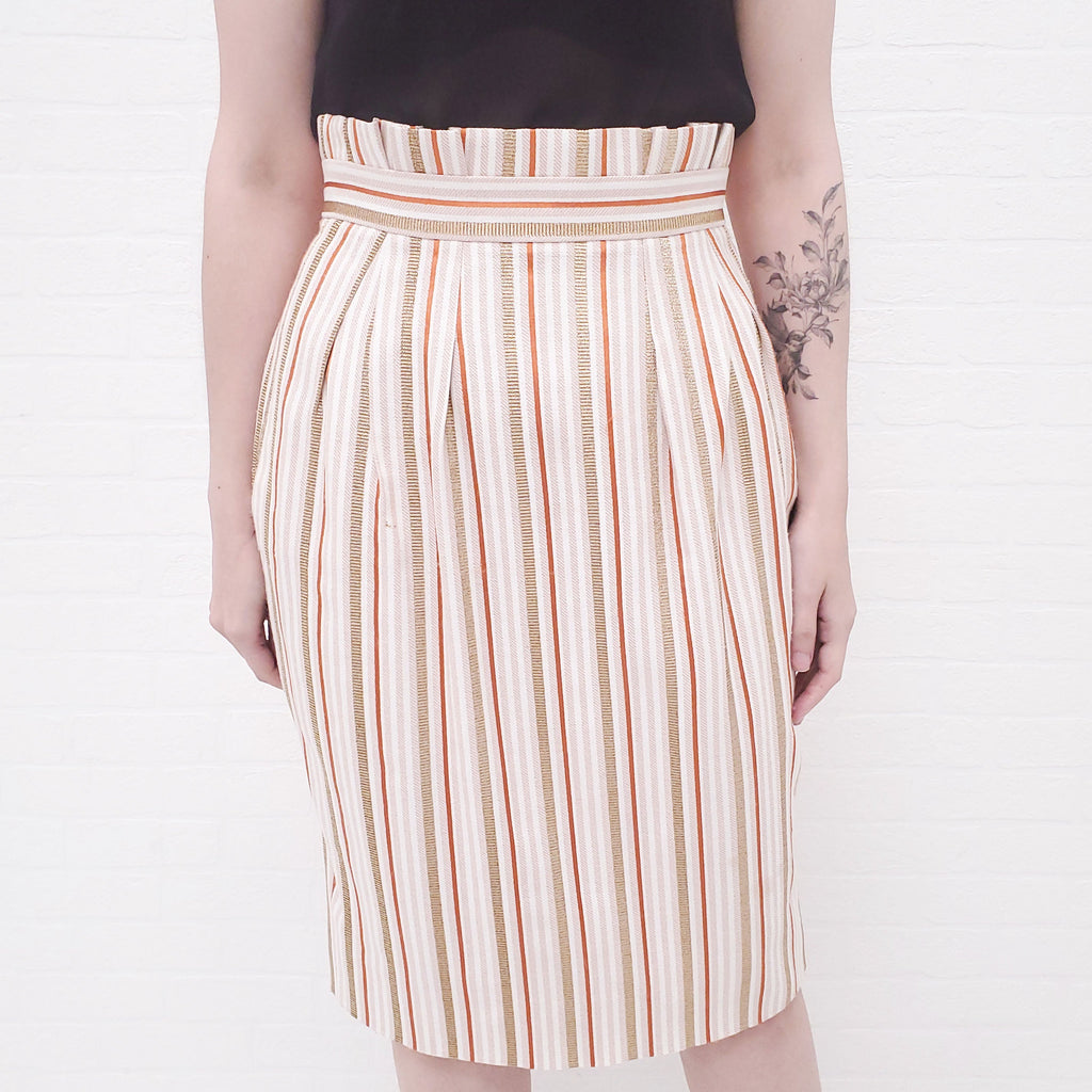 PETER PILOTTO STRIPED METALLIC SKIRT - SIZE 8