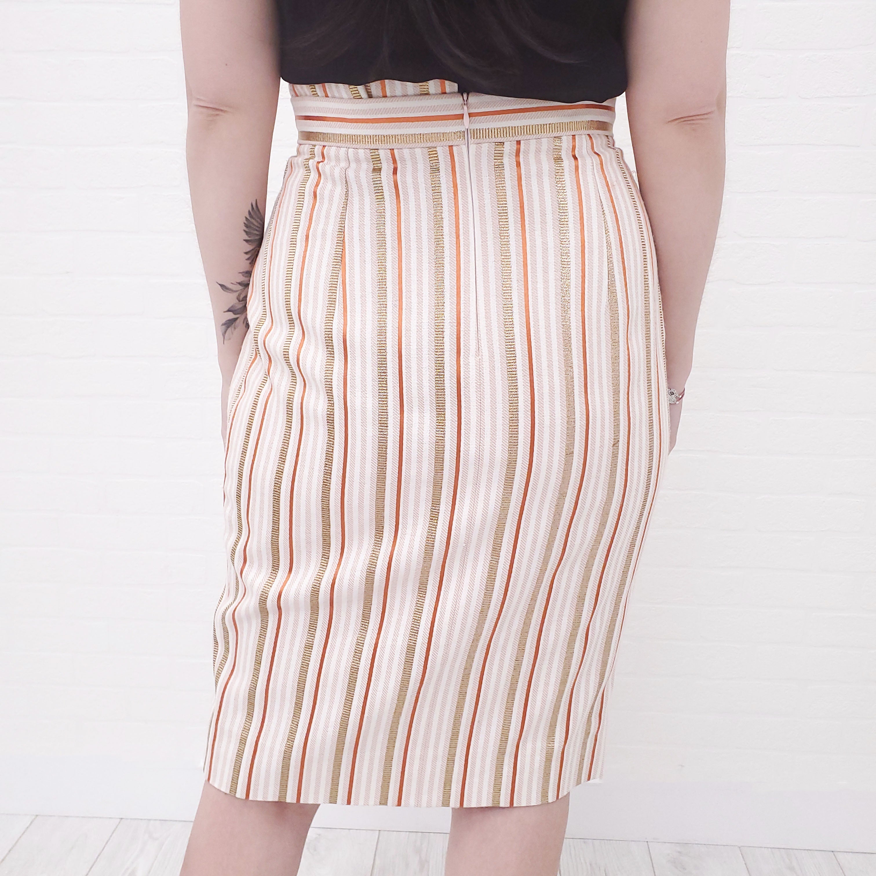 PETER PILOTTO STRIPED METALLIC SKIRT - SIZE 8