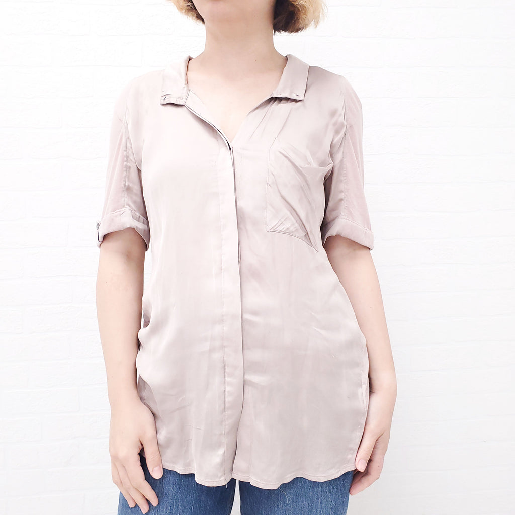 HELMUT LANG PINK SILK BLOUSE - SIZE M