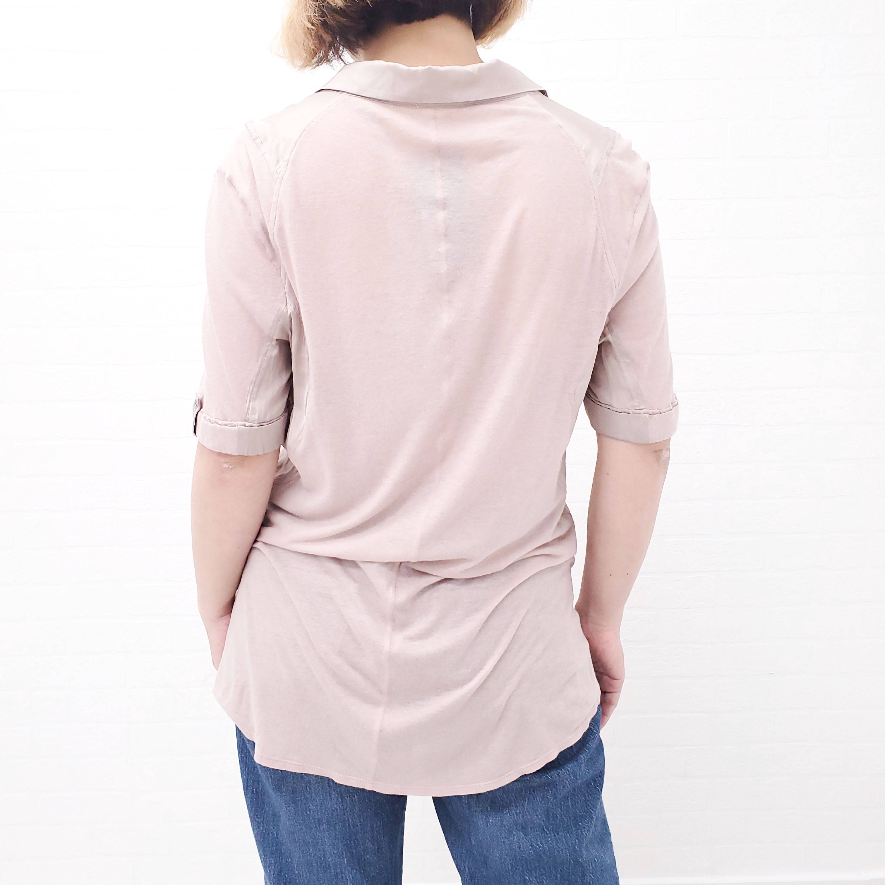 HELMUT LANG PINK SILK BLOUSE - SIZE M