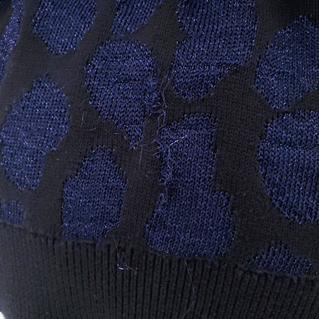 RTA BLACK AND NAVY LEOPARD WRAP CARDIGAN - SIZE M