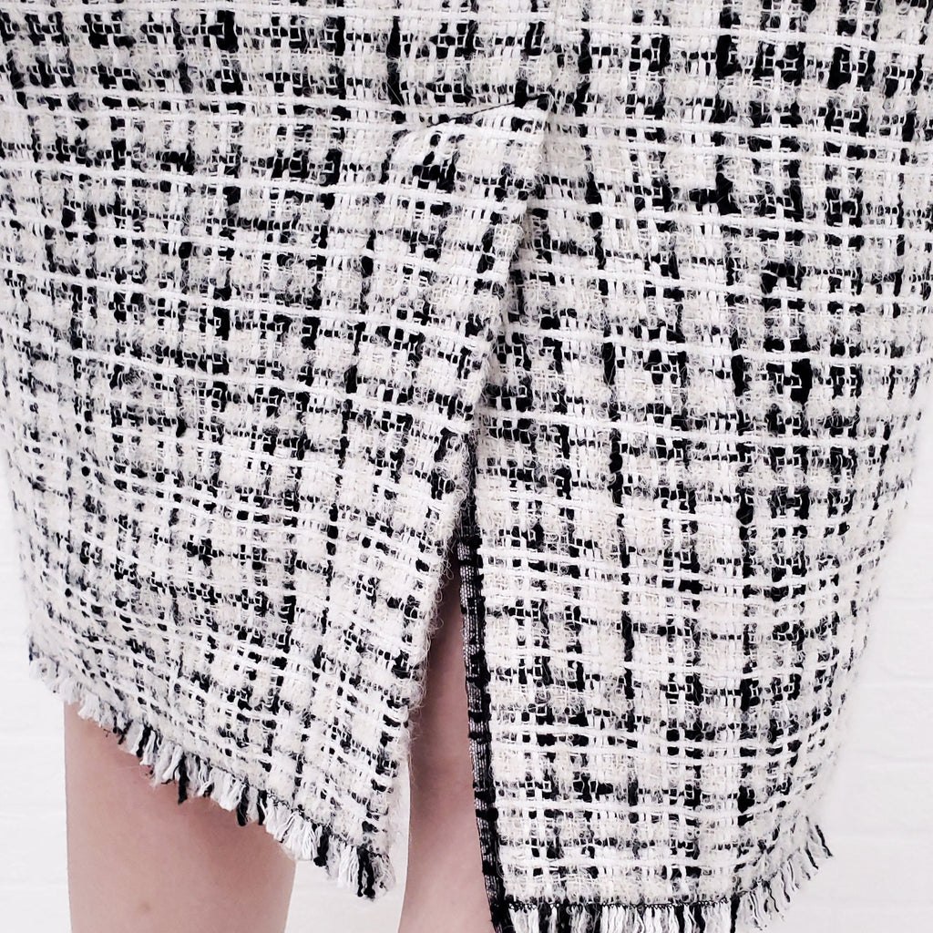 DOLCE & GABBANA BLACK/WHITE TWEED DRESS - SIZE 42