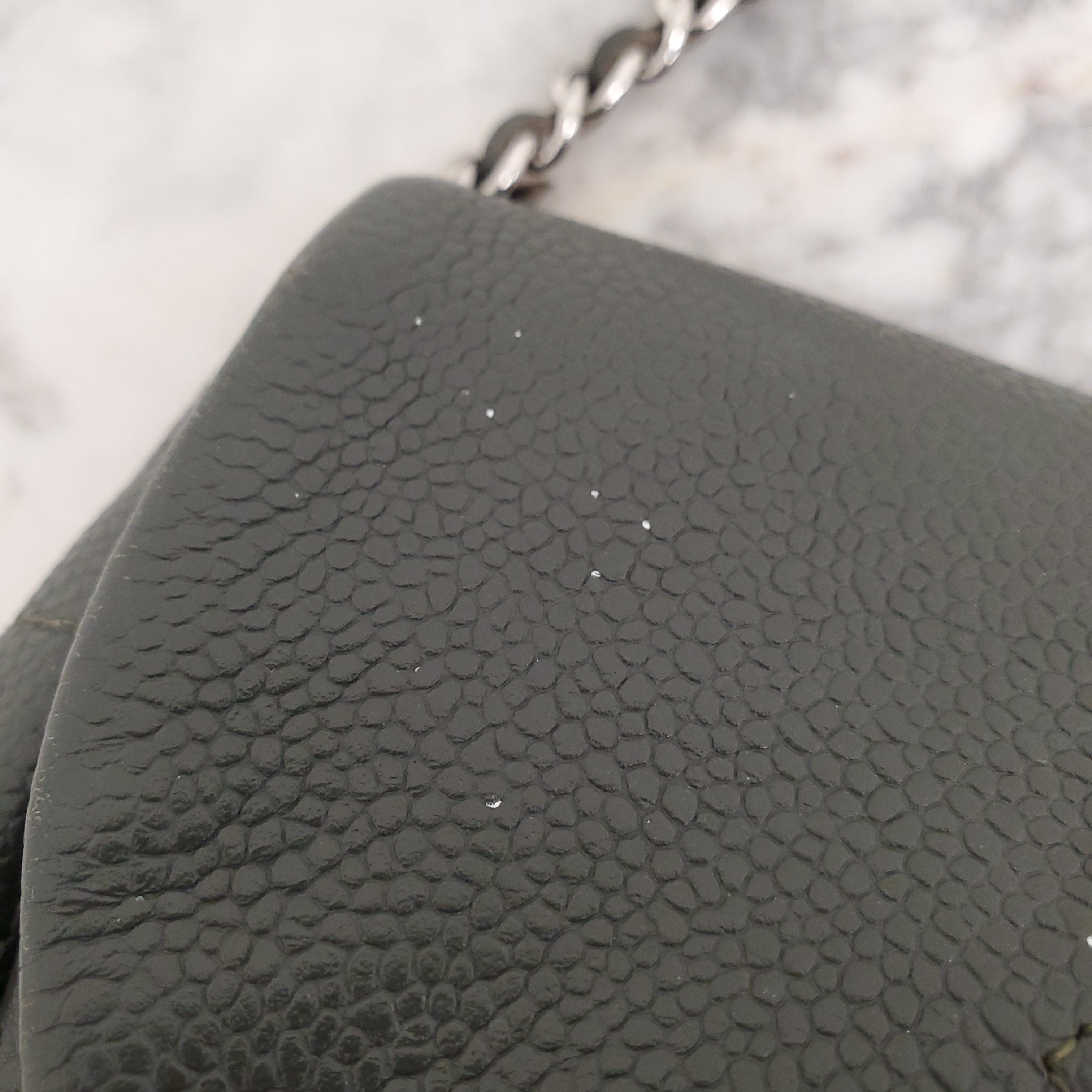 CHANEL KAKI HALF CRESCENT INTERLOCKING CC WALLET ON CHAIN