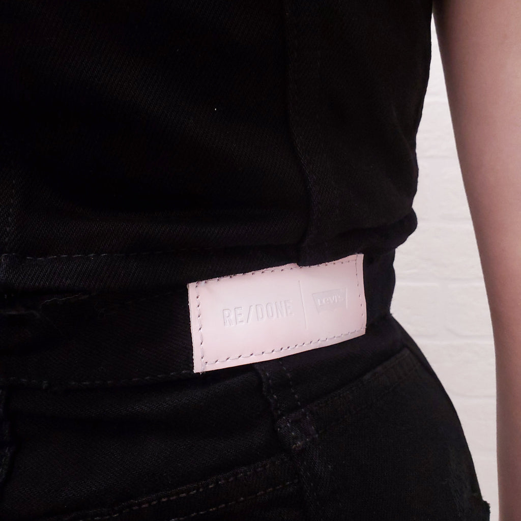 RE/DONE X LEVIS BLACK DENIM OVERALL DRESS - SIZE M