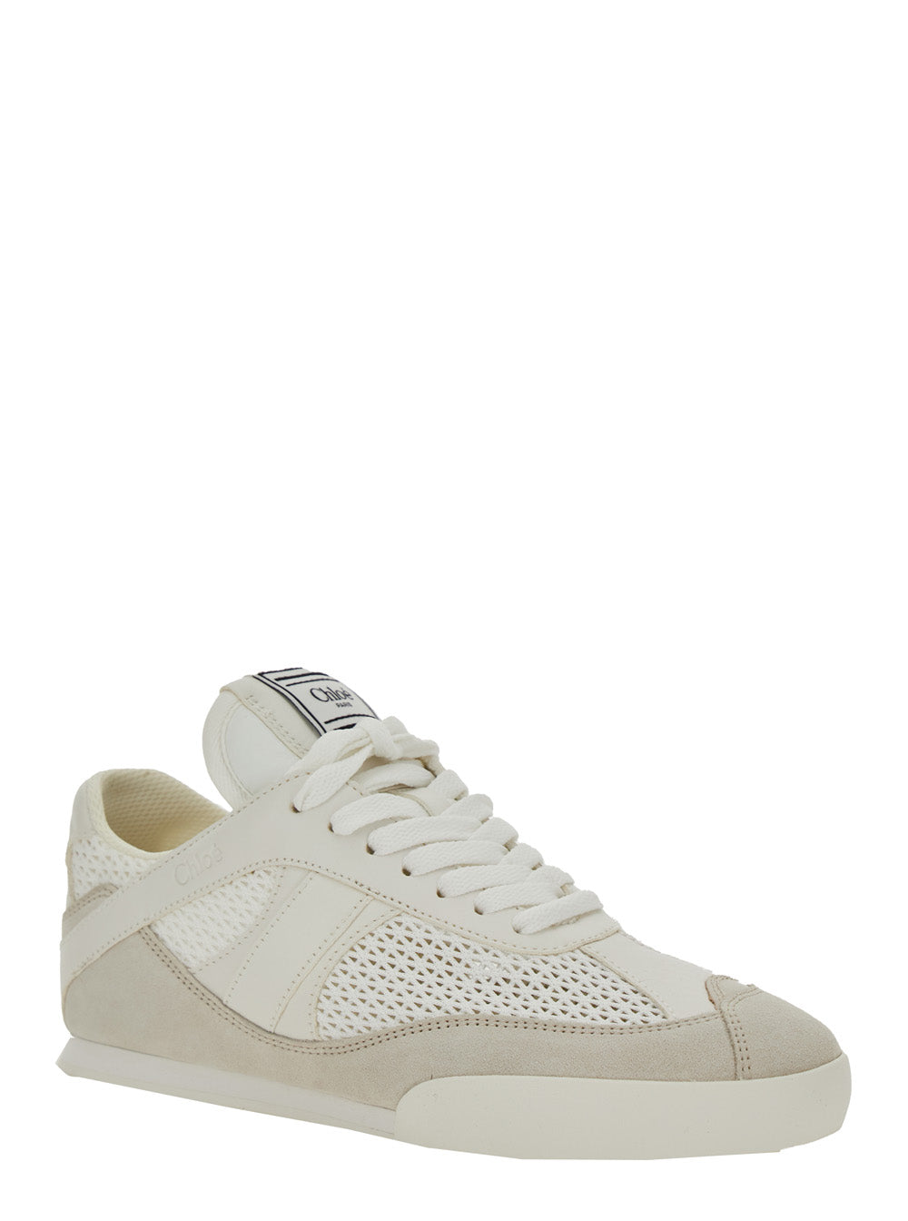 Chloé Women 'Kick' White Sneakers With Logo Patch On The Tongue And Logo Lettering On The Rear In Fabric And Suede Woman