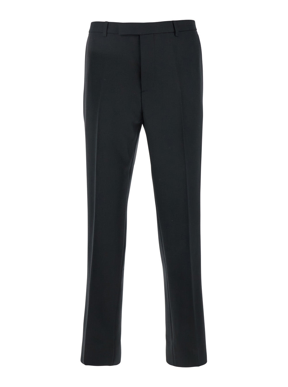 Gucci Men Black Tailored Pants With Gg Logo Embroidered On The Back In Wool Man