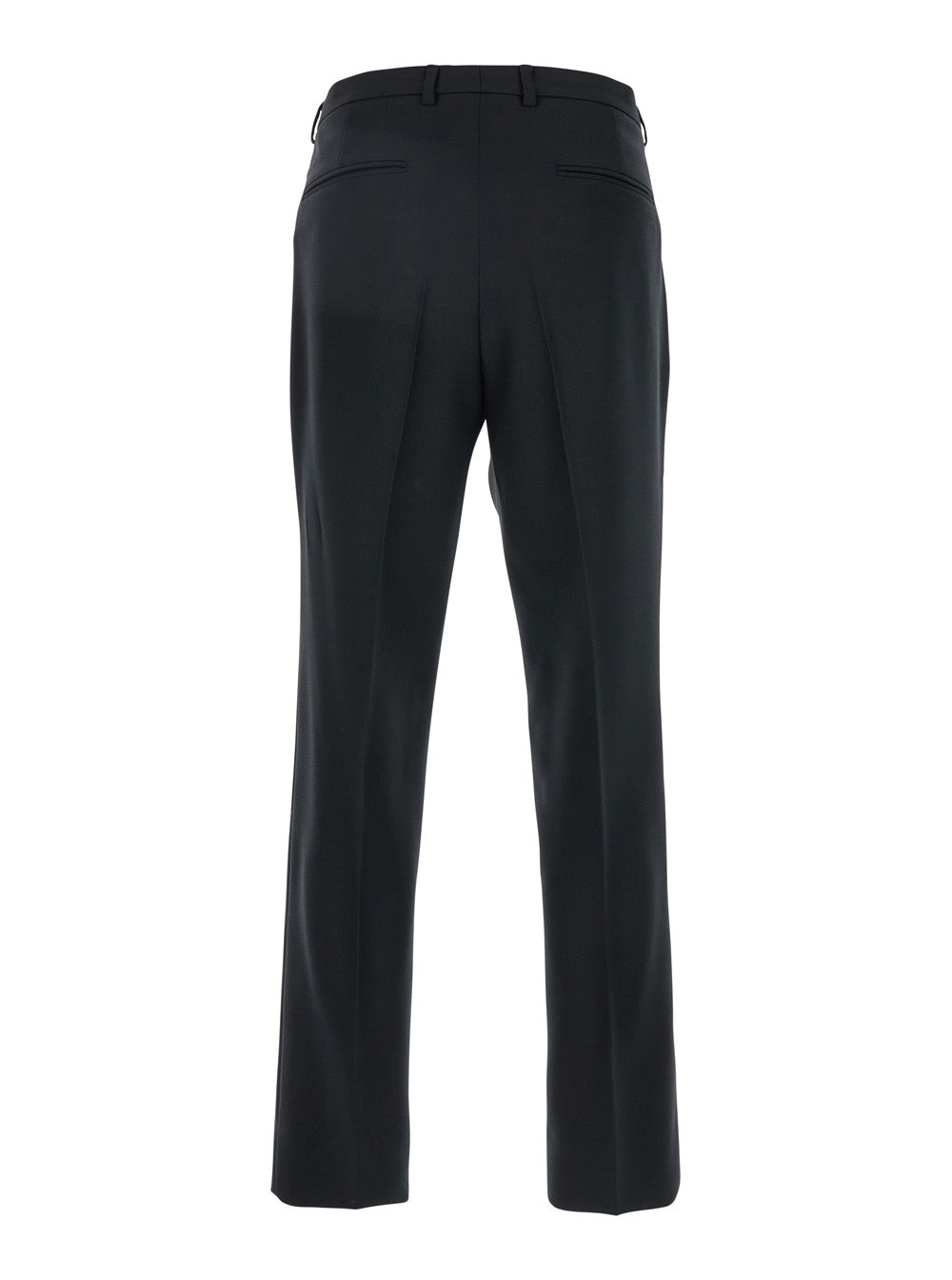 Gucci Men Black Tailored Pants With Gg Logo Embroidered On The Back In Wool Man