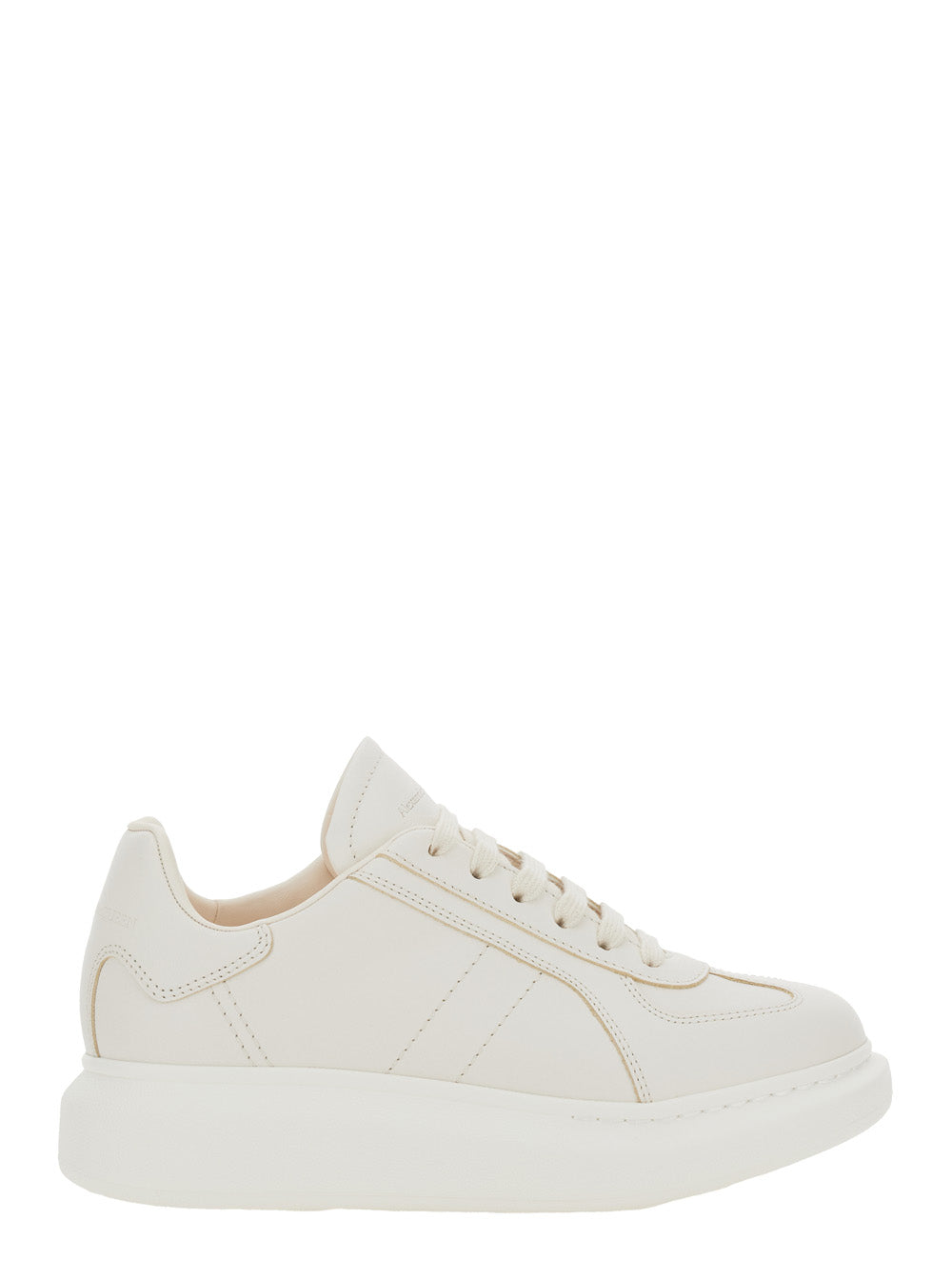 Alexander Mcqueen Women White Sneakers With Logo Patch On The Tongue And Embossed Logo On The Heel In Leather Woman