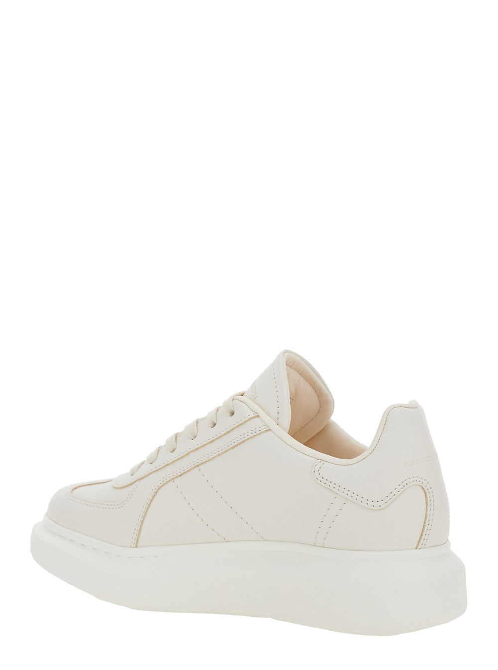 Alexander Mcqueen Women White Sneakers With Logo Patch On The Tongue And Embossed Logo On The Heel In Leather Woman