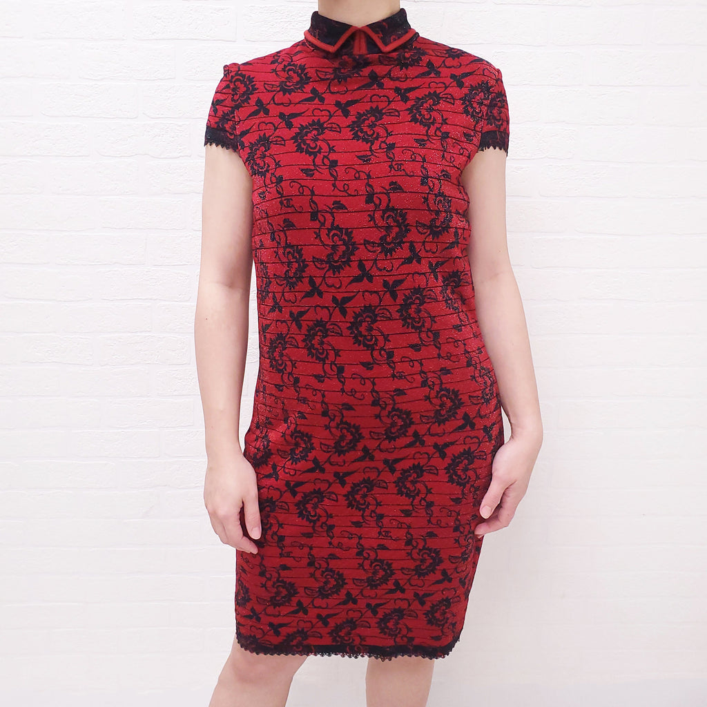 CHANEL WOOL MID-LENGTH PATTERNED DRESS - SIZE 40