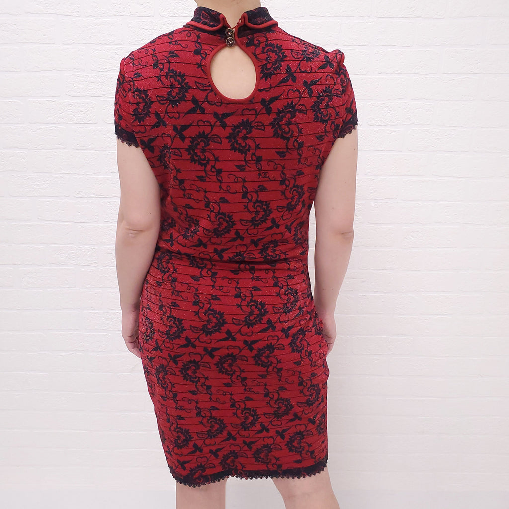 CHANEL WOOL MID-LENGTH PATTERNED DRESS - SIZE 40