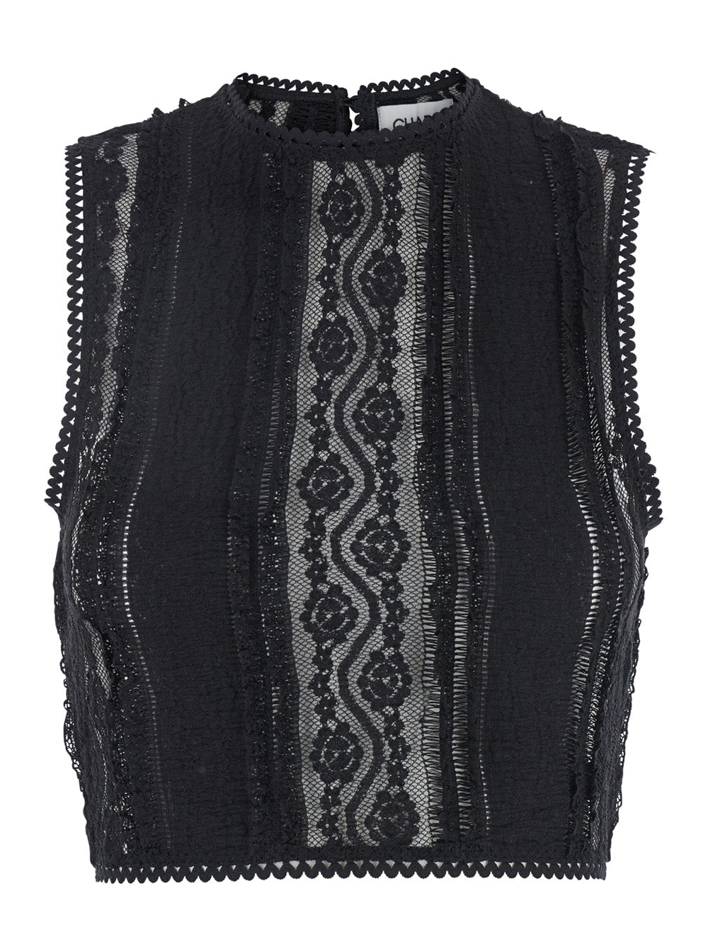 Charo Ruiz Women 'Asteria' Black Top With Embroidery Details And Semi-Transparent Design In Cotton And Tech Fabric Blend Woman