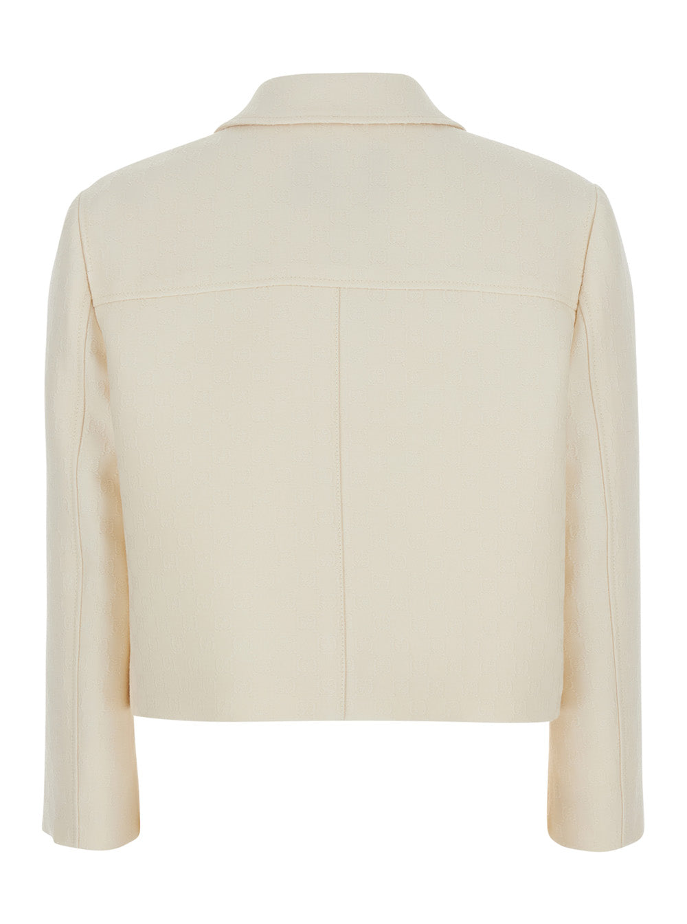 Gucci Women White Jacket With Notched Revers In Gg Canvas Woman