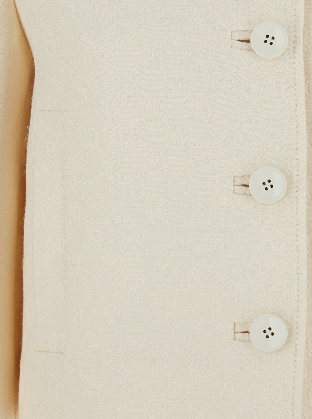 Gucci Women White Jacket With Notched Revers In Gg Canvas Woman