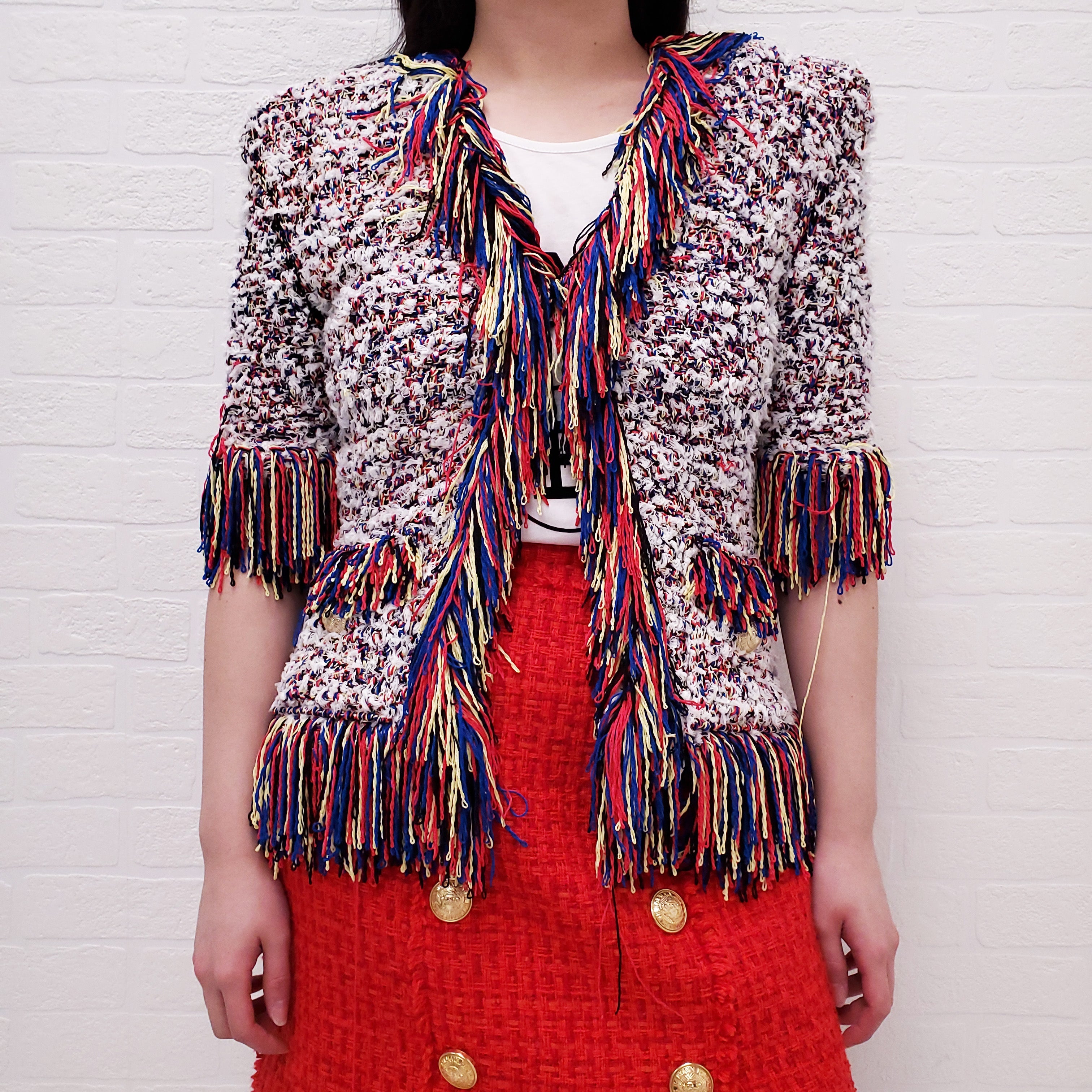 BALMAIN MULTICOLOUR TWEED JACKET - SIZE 36