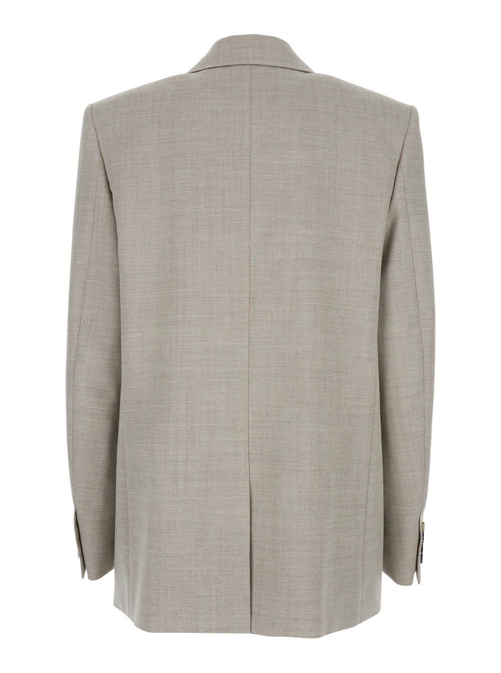 Saint Laurent Women Grey Double-Breasted Jacket With Peak Revers In Wool Woman
