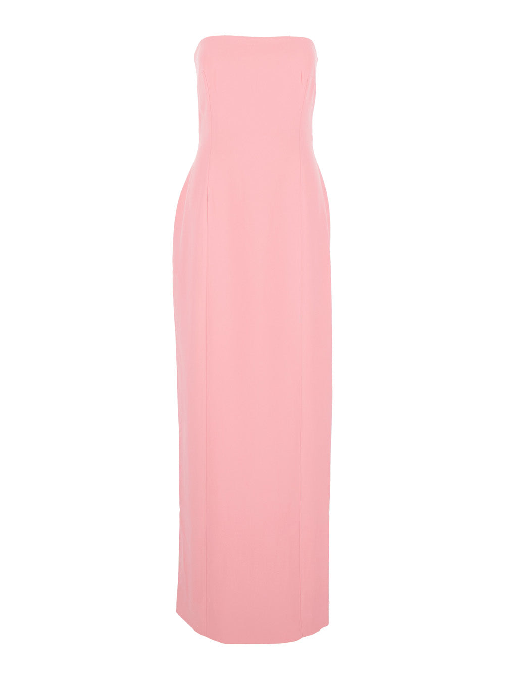 Solace London Women 'Anderson' Pink Long Dress With Bare Shoulder And Back Slit In Twill Woman