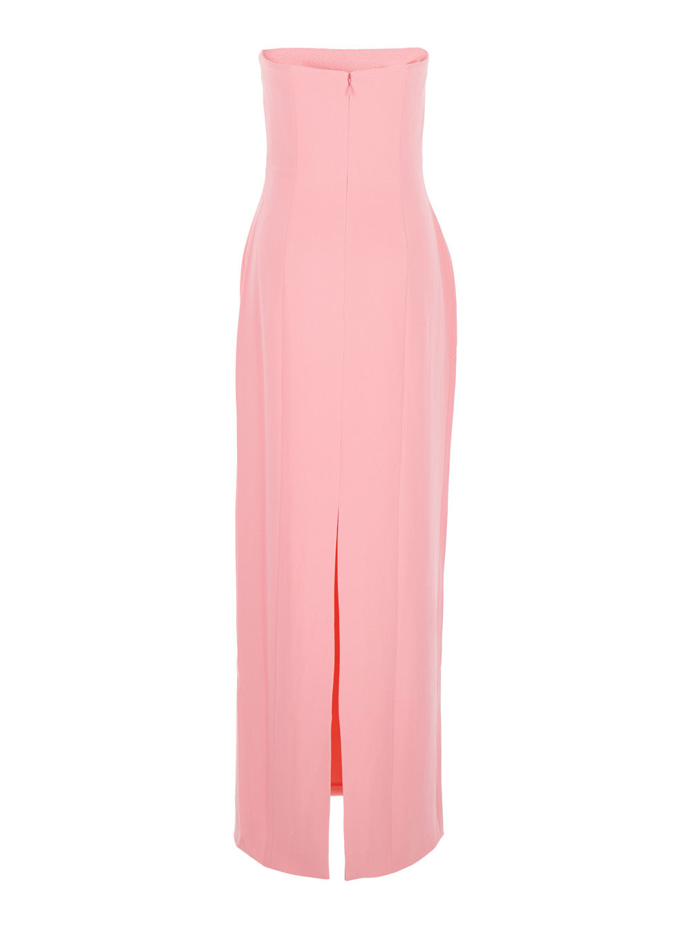 Solace London Women 'Anderson' Pink Long Dress With Bare Shoulder And Back Slit In Twill Woman