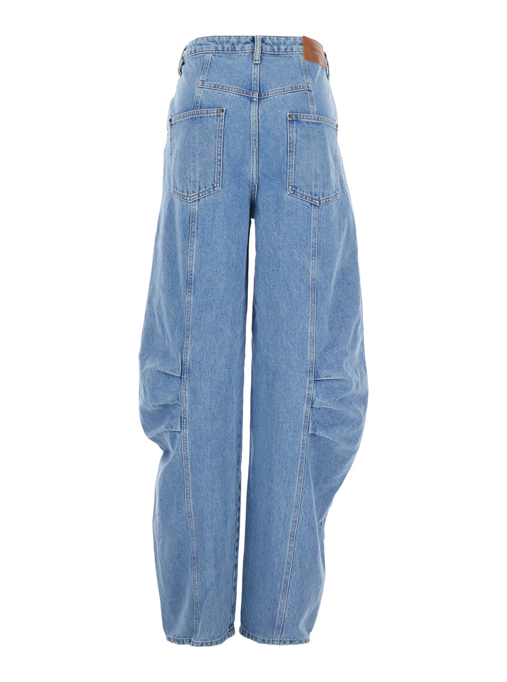Rotate Women Light Blue Jeans With Central Stitching And Logo Patch On The Back In Denim Woman