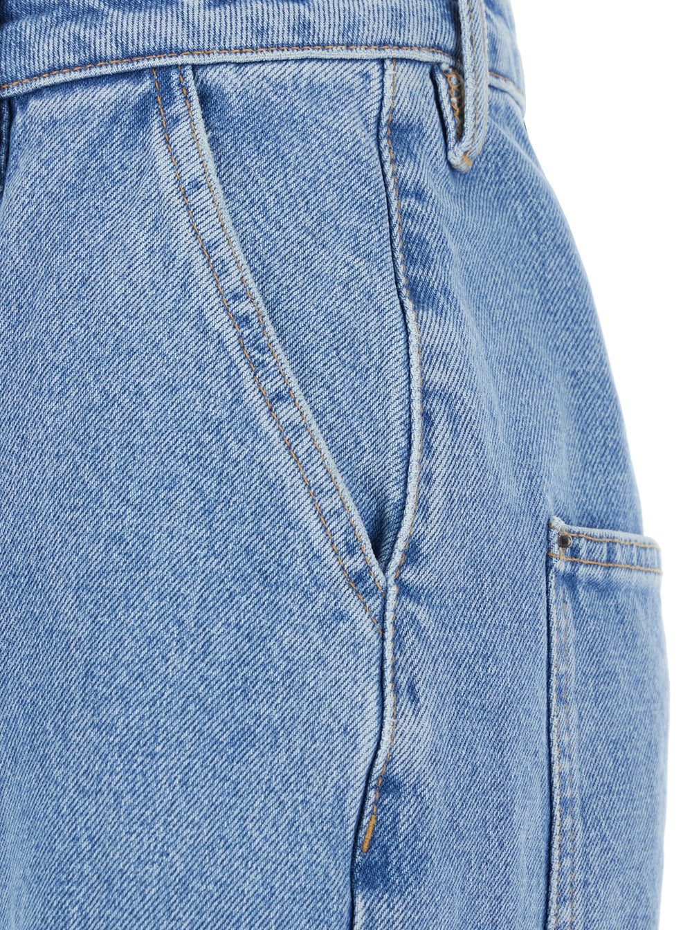 Rotate Women Light Blue Jeans With Central Stitching And Logo Patch On The Back In Denim Woman