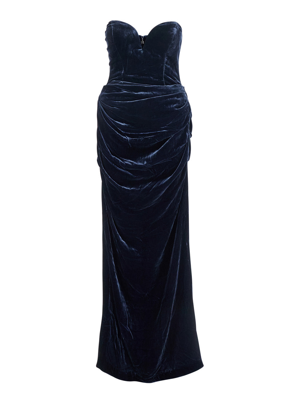 Rotate Women Blue Off-Shoulder Dress With Sweetheart Neckline In Velvet Woman