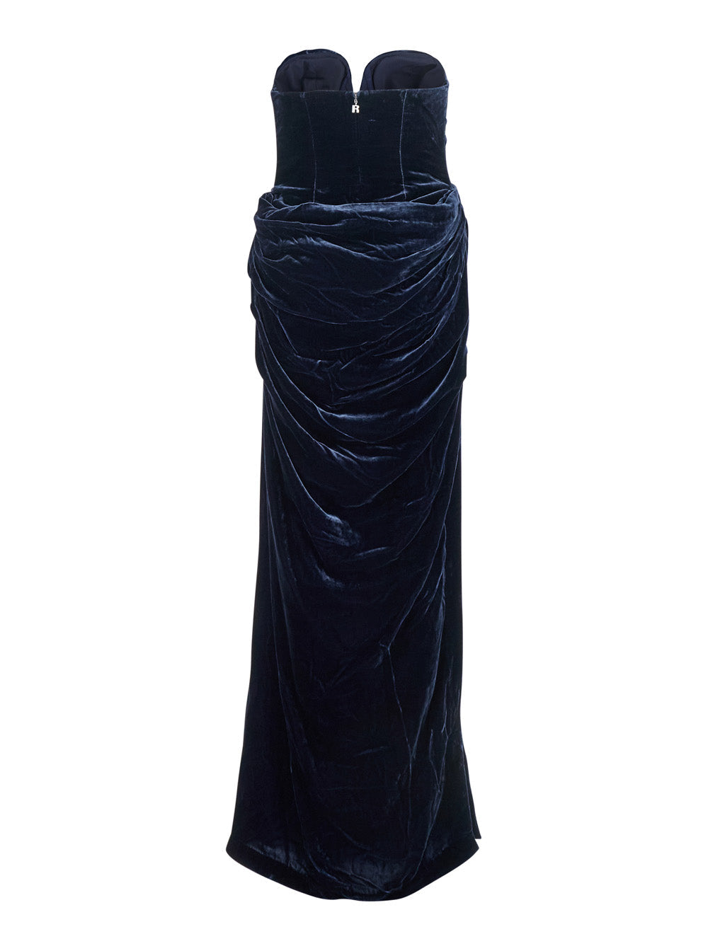 Rotate Women Blue Off-Shoulder Dress With Sweetheart Neckline In Velvet Woman