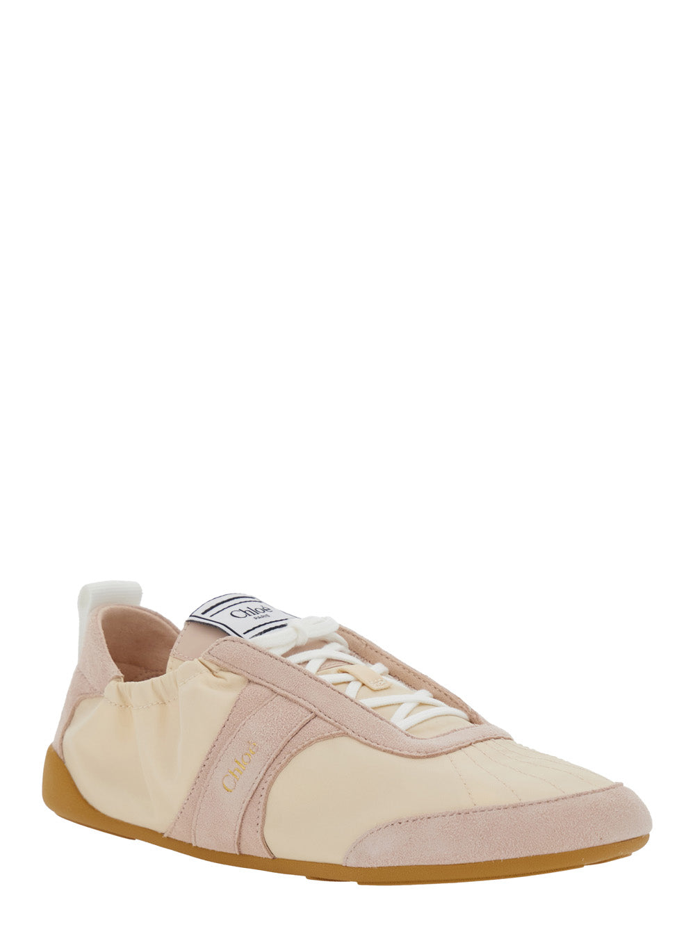 Chloé Women Sneaker 'Kick' With Side Lettering Logo And Elasticized Details In Beige Fabric For Women