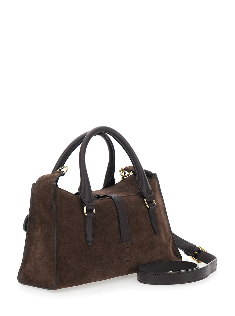 Mulberry Women 'Roxanne' Brown Small Handbag With Adjustable And Removable Shoulder Strap And Two Pockets On The Front In Suede For Women