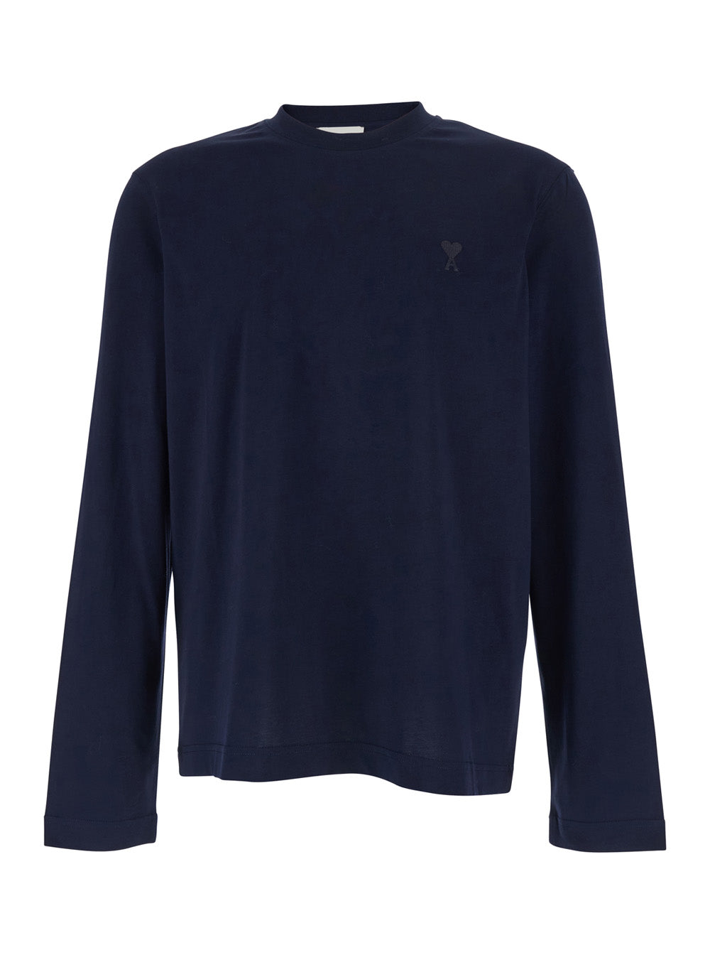 Ami Paris Men Blue Long-Sleeve T-Shirt With Adc Embroidery On The Front In Cotton Man