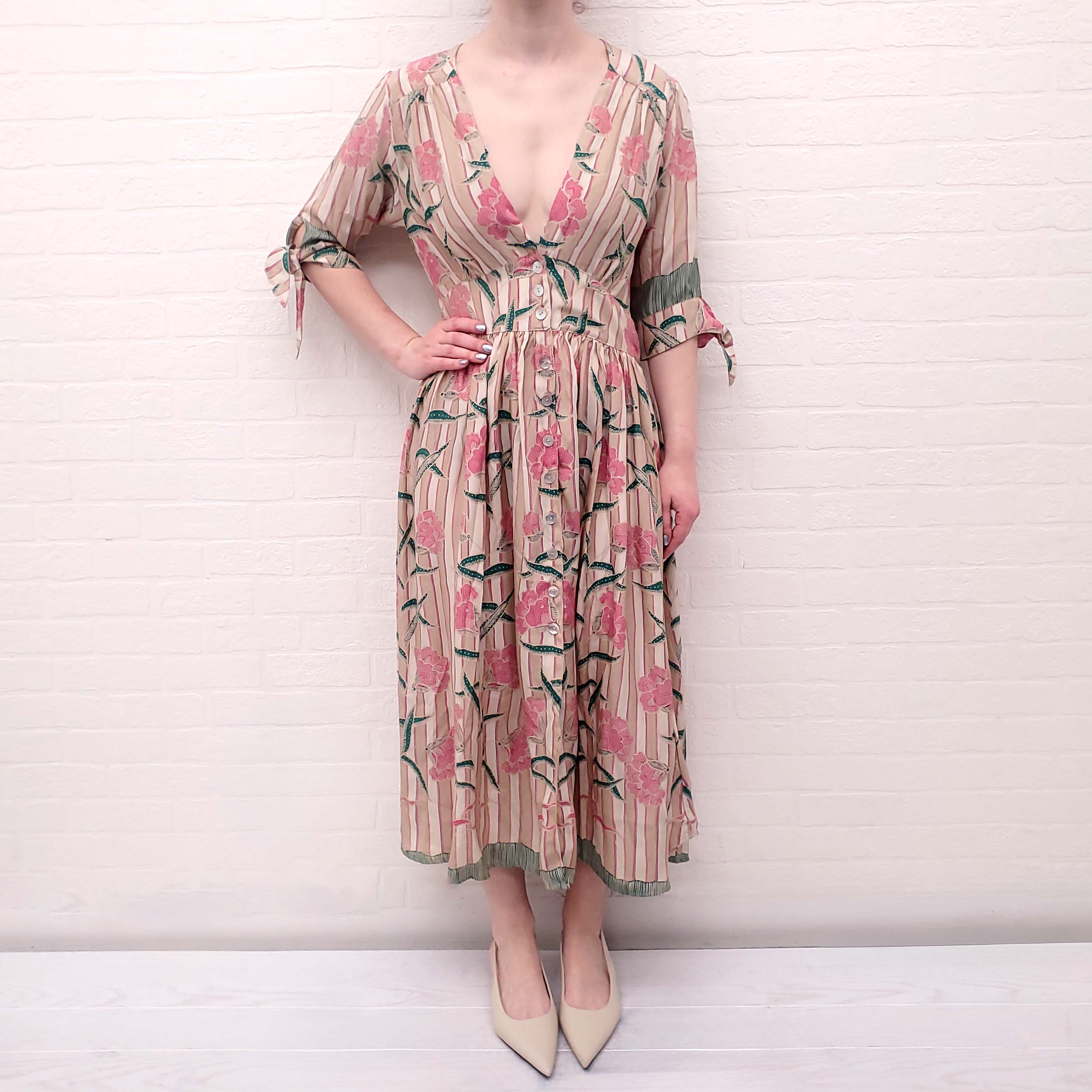 NATALIE MARTIN 'LAYLA DRESS' PiNK AND GREEN FLORAL - SIZE M