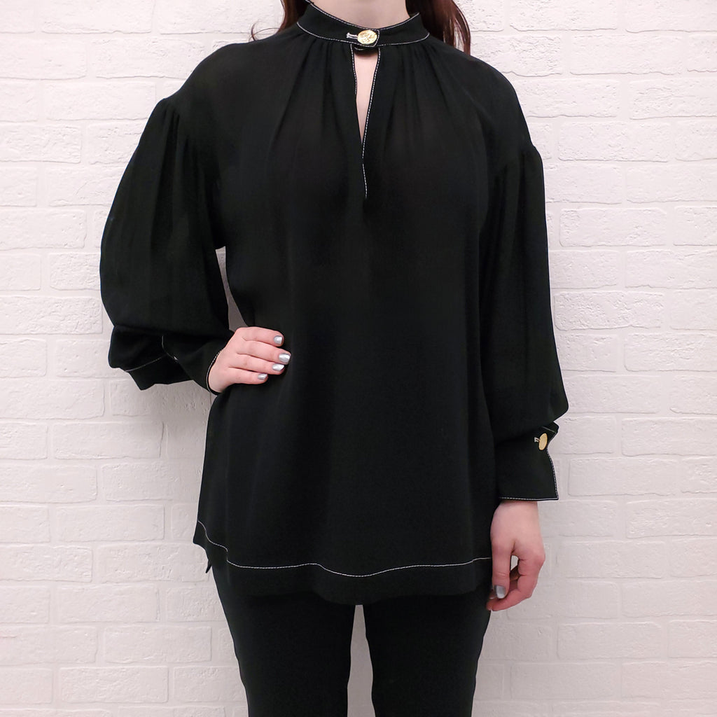 PROENZA SCHOULER SILK GEORGETTE LONG SLEEVE BLOUSE - SIZE 6