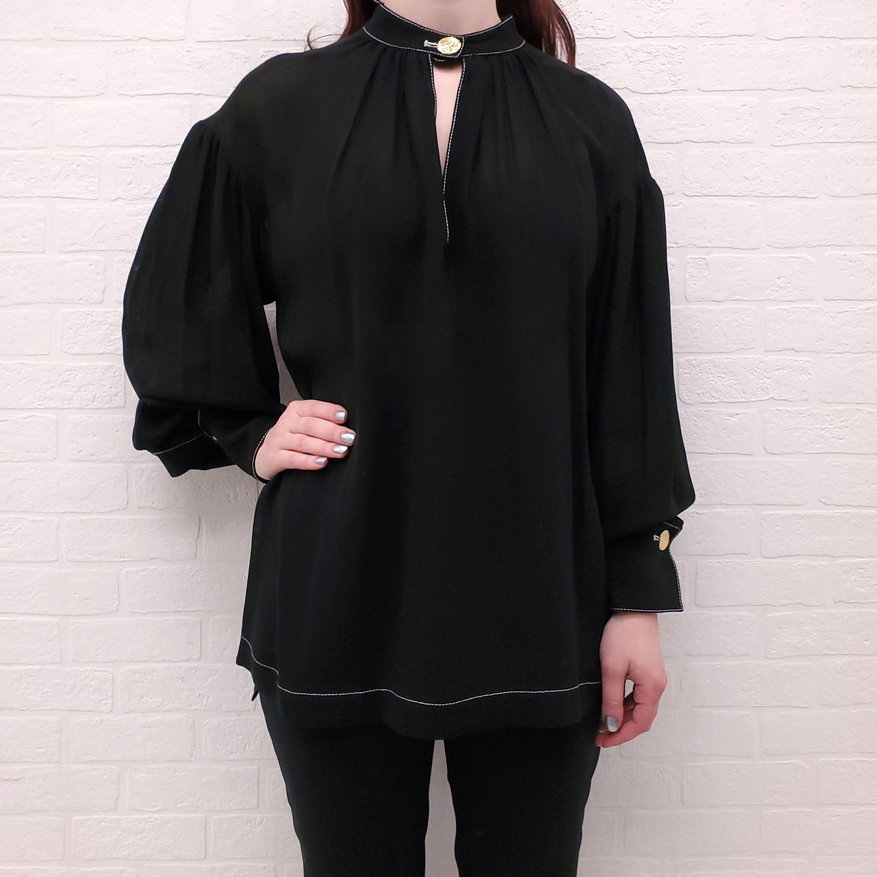 PROENZA SCHOULER SILK GEORGETTE LONG SLEEVE BLOUSE - SIZE 6