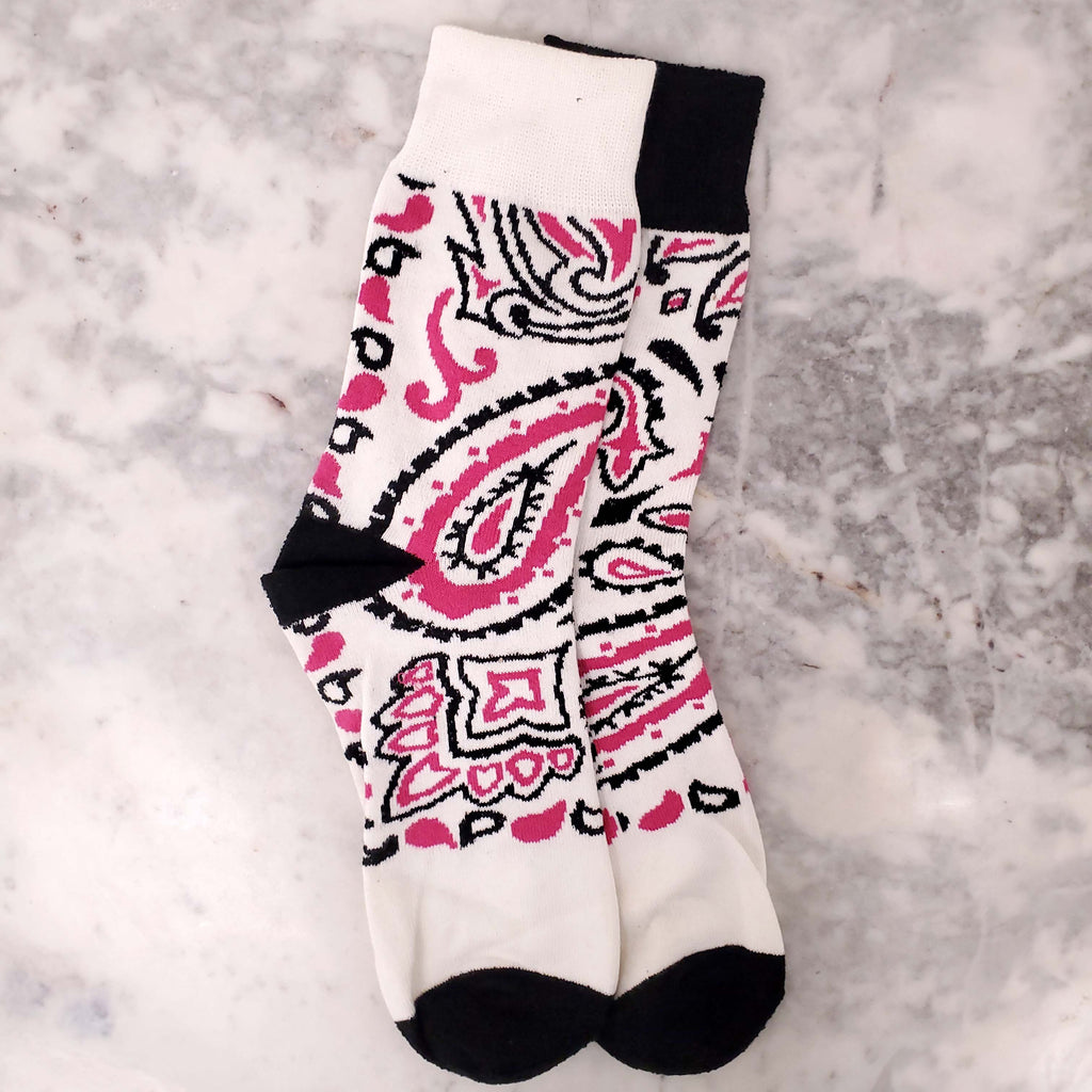 SACAI WHITE, BLACK, AND PINK SOCKS - SIZE L