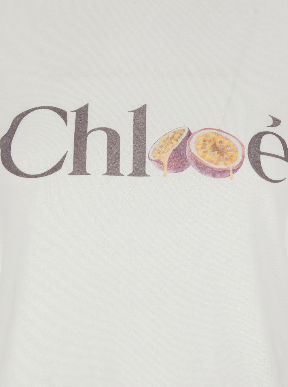 Chloé Women White Crew Neck T-Shirt With Logo Lettering On The Front In Cotton For Women