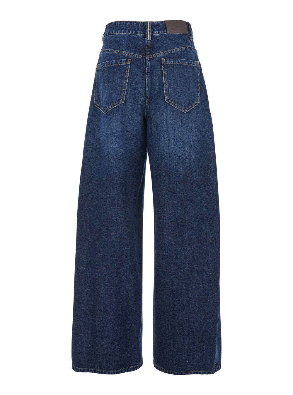 Brunello Cucinelli Women Blue Jeans With Five-Pocket Design And Patch Logo On The Back In Denim Woman