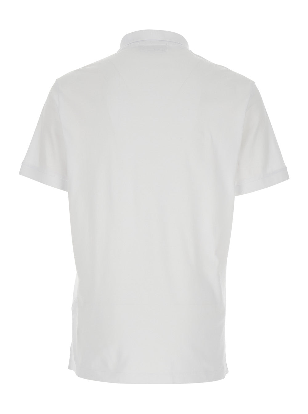 Stone Island Men White Polo With Classic Collar And Patch Logo On The Front In Stretch Cotton Men