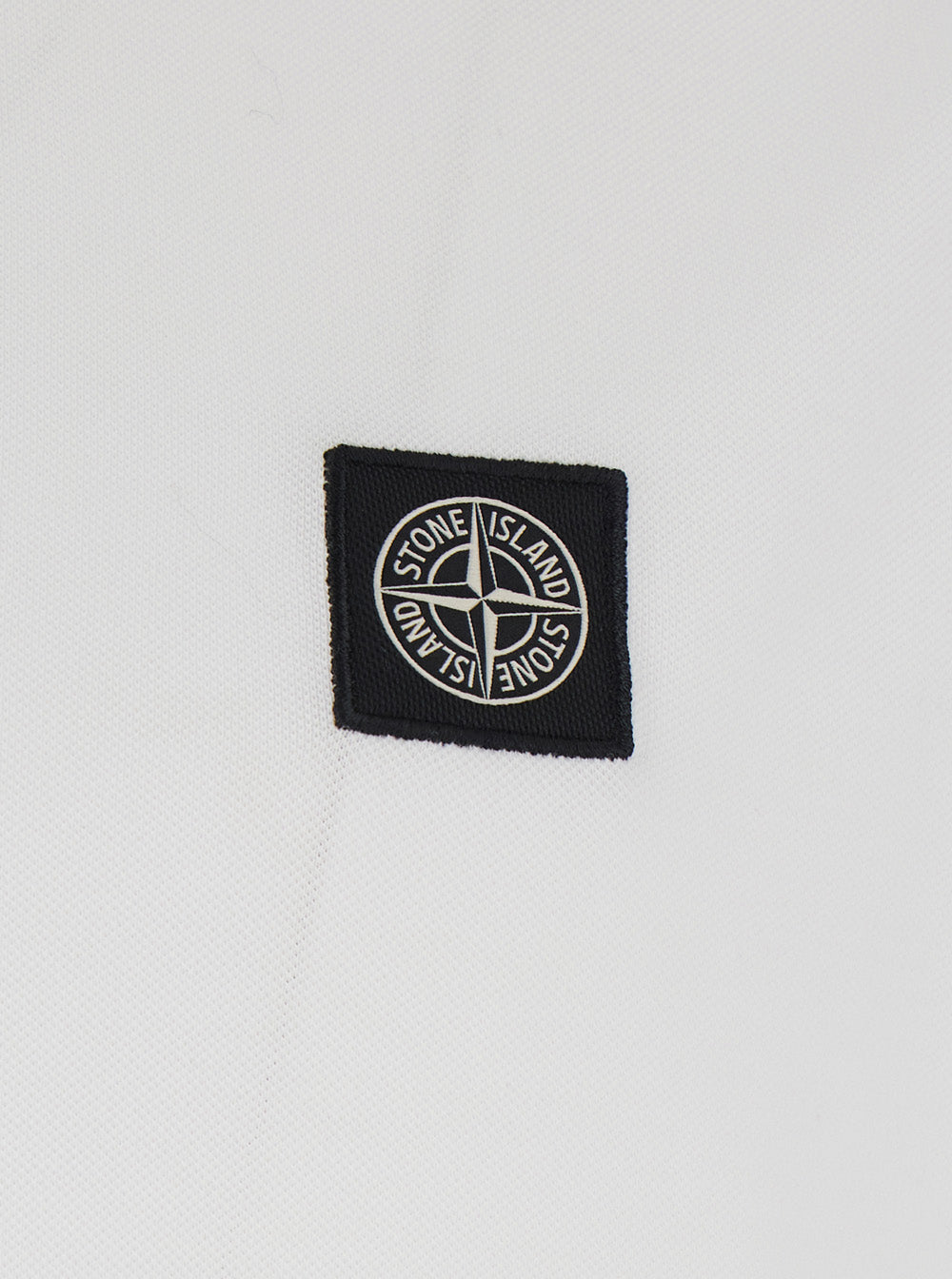 Stone Island Men White Polo With Classic Collar And Patch Logo On The Front In Stretch Cotton Men