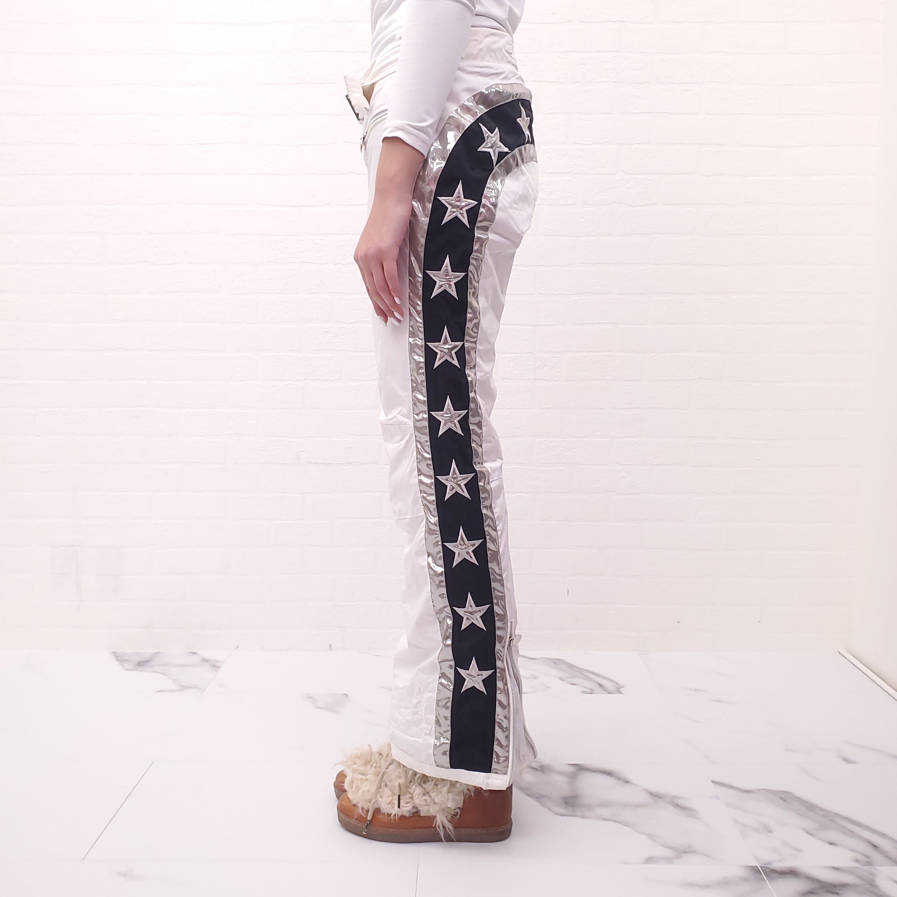 JETSET WHITE SNOW PANTS WITH STAR DETAIL - SIZE 3