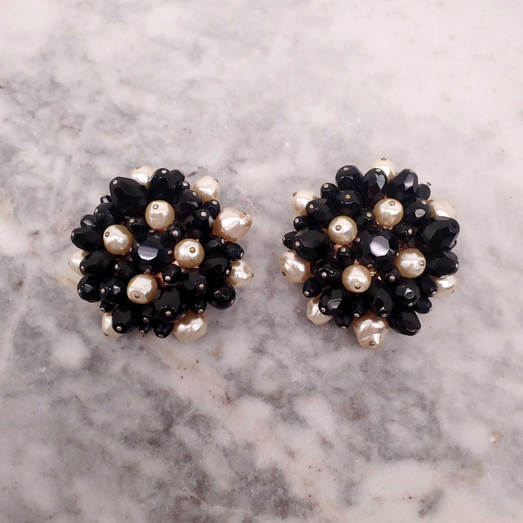 ANDREW GN CRYSTAL AND PEARL EARRINGS CLIP ON EARRINGS