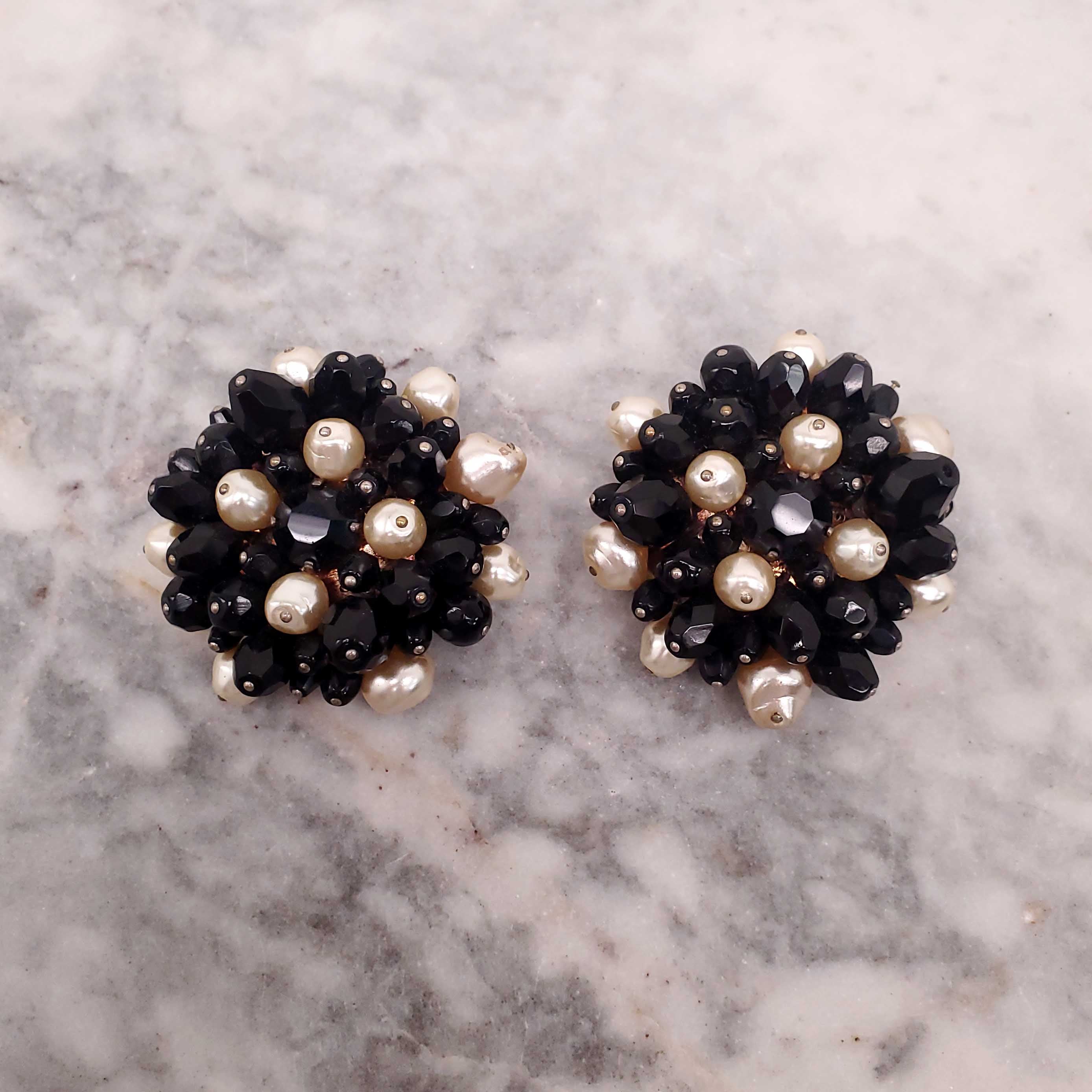 ANDREW GN CRYSTAL AND PEARL EARRINGS CLIP ON EARRINGS