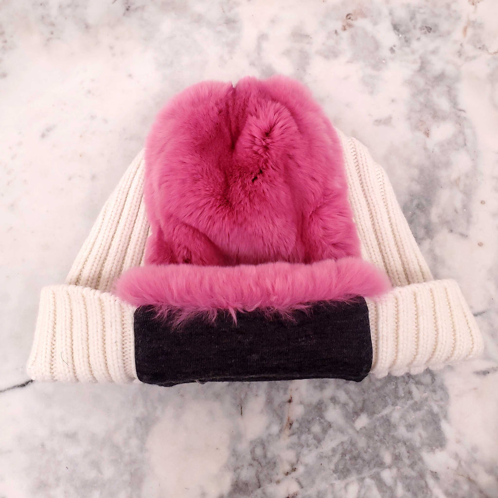 MARNI PINK BEANIE WITH FUR - SIZE M