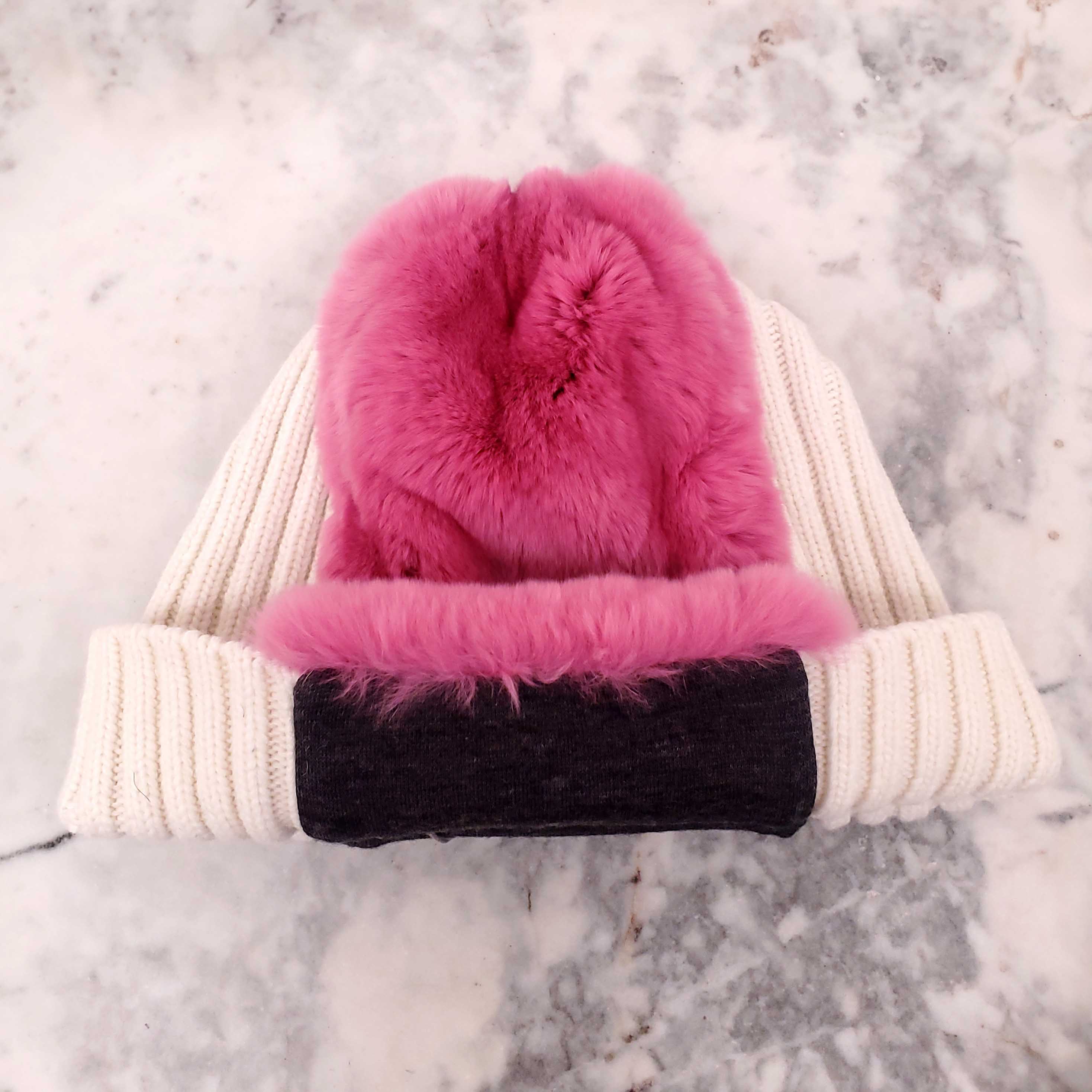 MARNI PINK BEANIE WITH FUR - SIZE M