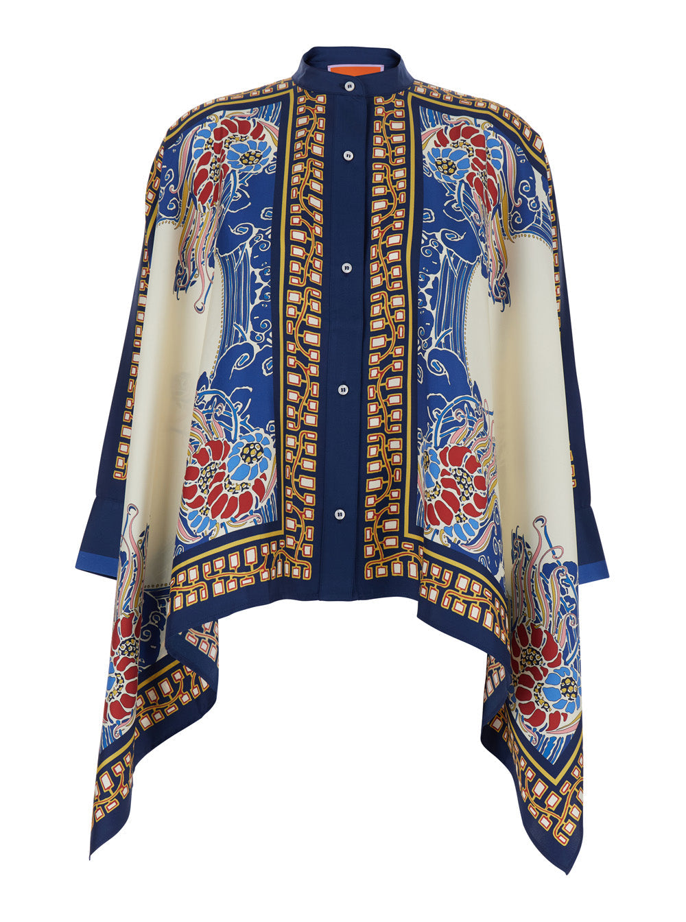 La Doublej Women 'Foulard' Multicolor Shirt With Draping And All-Over Floral Print In Silk Women