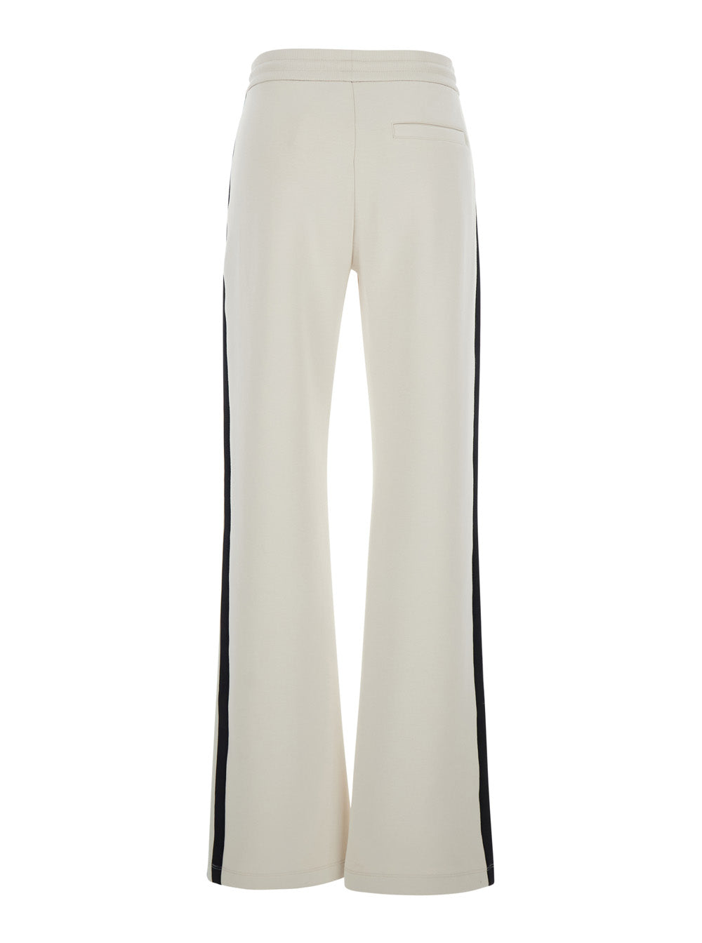 S Maxmara Women 'Vento' White Pants With Drawstring Waist And Side Striped Detail In Cotton Blend Woman