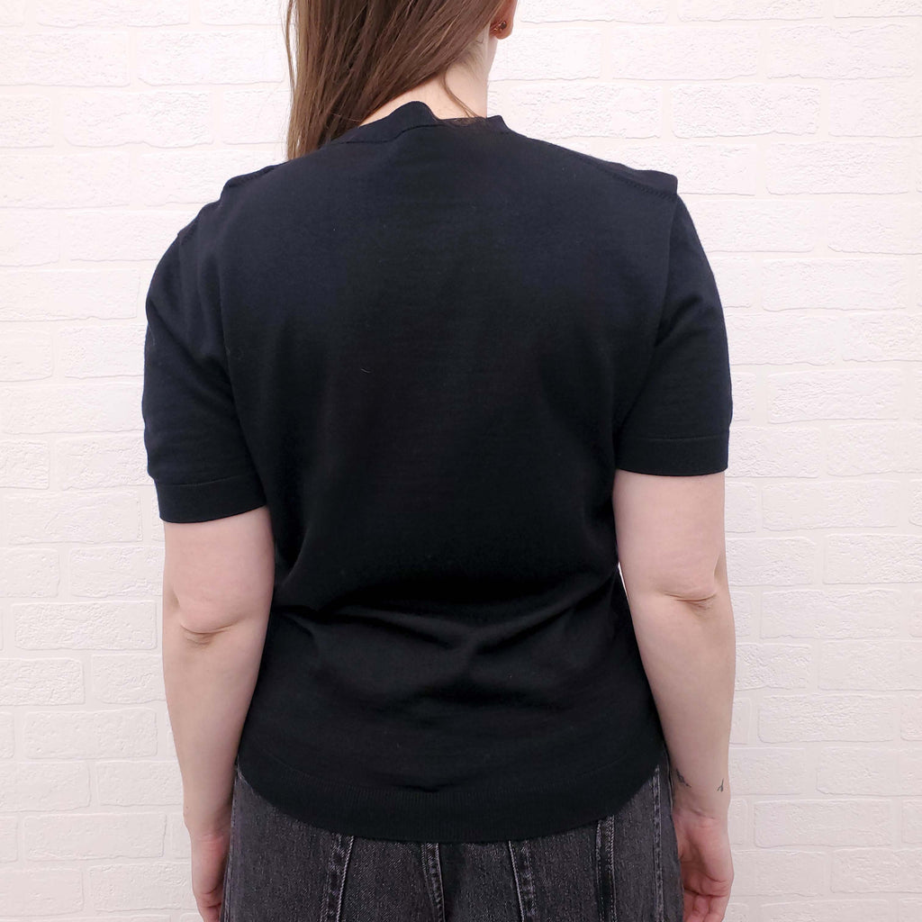 AGNONA SHORT SLEEVE BLACK SWEATER - SIZE 42