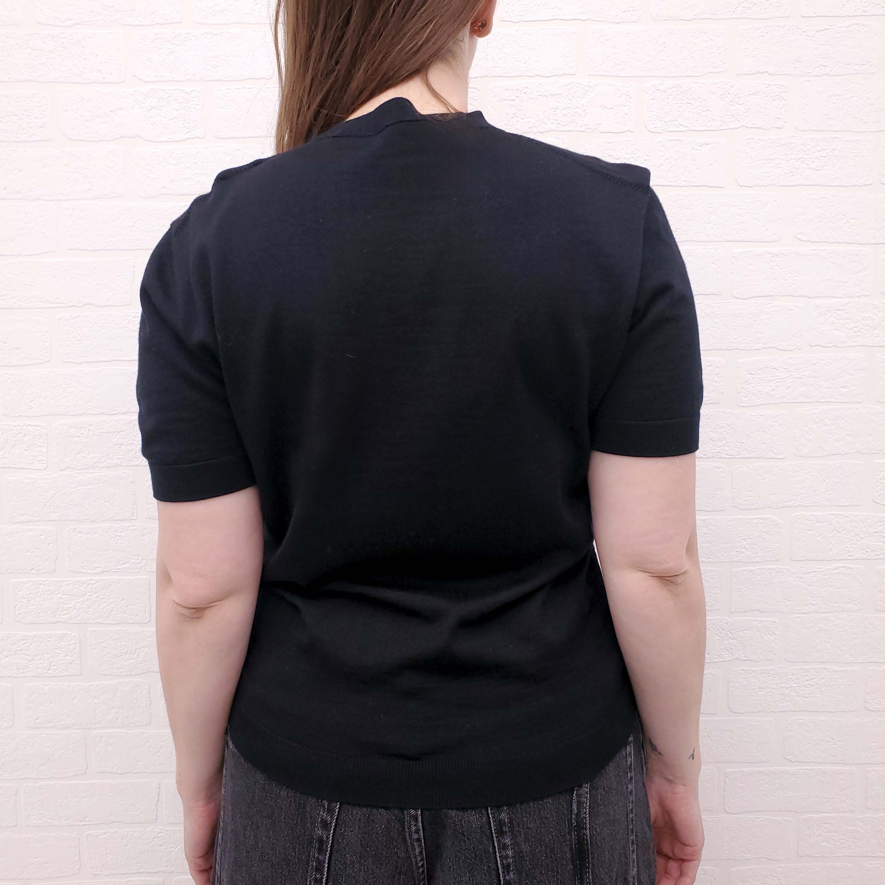 AGNONA SHORT SLEEVE BLACK SWEATER - SIZE 42